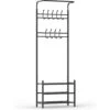 O'DADDY® Kapstok Staand - Schoenenrek - 18 Haken - 66x30x190cm - Zwart -Meubel Verkoop 1000012486