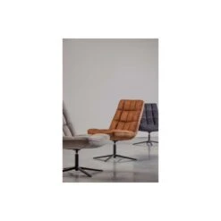 WOOOD Dirkje Draaifauteuil - Leerlook - Cognac - 101x70x85 -Meubel Verkoop 1000052487 0102