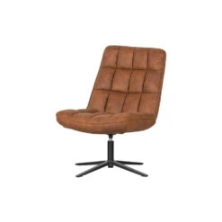 WOOOD Dirkje Draaifauteuil - Leerlook - Cognac - 101x70x85 -Meubel Verkoop 1000052487 0103