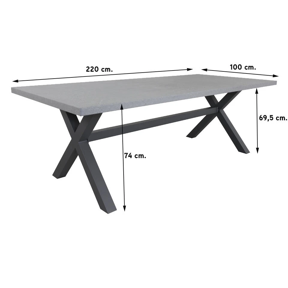 VDG Verona Betonlook Tuintafel 220 X 100 Cm. - Antraciet 4 VDG Verona Betonlook Tuintafel 220 X 100 Cm. - Antraciet - Image 2