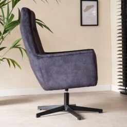 Fauteuil Draaibaar Casper Velvet Antraciet - Stof - Grijs -Meubel Verkoop 1000072638 0102
