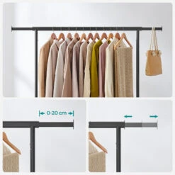 O'DADDY® Kledingrek Op 4 Grote Wielen - Tot 130 Kg Stabiel - Zwart 9 O'DADDY® Kledingrek Op 4 Grote Wielen - Tot 130 Kg Stabiel - Zwart -Meubel Verkoop 1000074129 0103