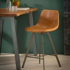 Barstoel Jill Kuip - Lederlook - Bruin 8 Barstoel Jill Kuip - Lederlook - Bruin -Meubel Verkoop 1000076859 0102