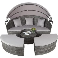 Tectake - Aluminium Wicker Ligbed - Grijs -Meubel Verkoop 1000077836 0102