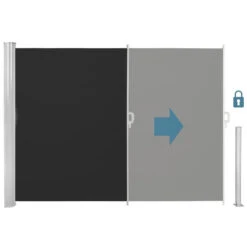 Tectake - Uittrekbaar Aluminium Windscherm Tuinscherm 200 X 300 Cm Zwart -Meubel Verkoop 1000082547 0102