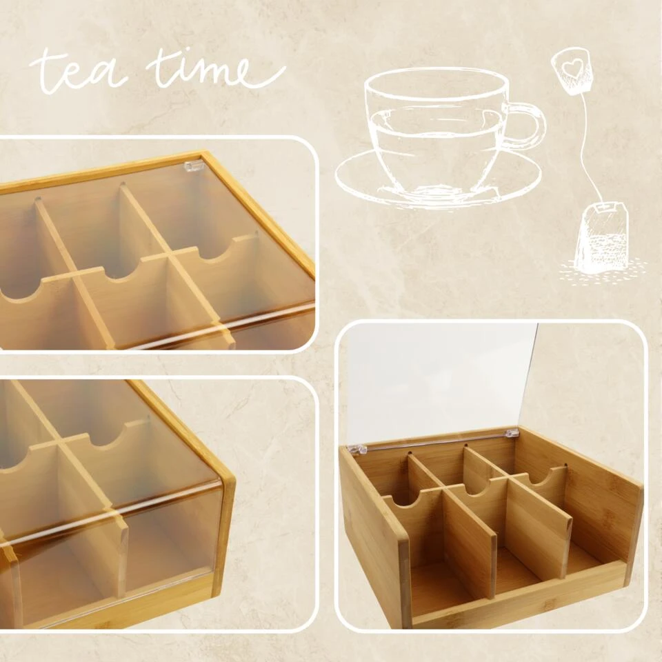 Orange85 Theedoos 6 Vaks Bamboe 20,5x22x10 Cm Kunststof 5 Orange85 Theedoos 6 Vaks Bamboe 20,5x22x10 Cm Kunststof - Image 4