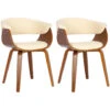 CLP Set Van 2 Bruce Eetkamerstoelen Frame Walnoot Kunstleder Crème -Meubel Verkoop 1000100746