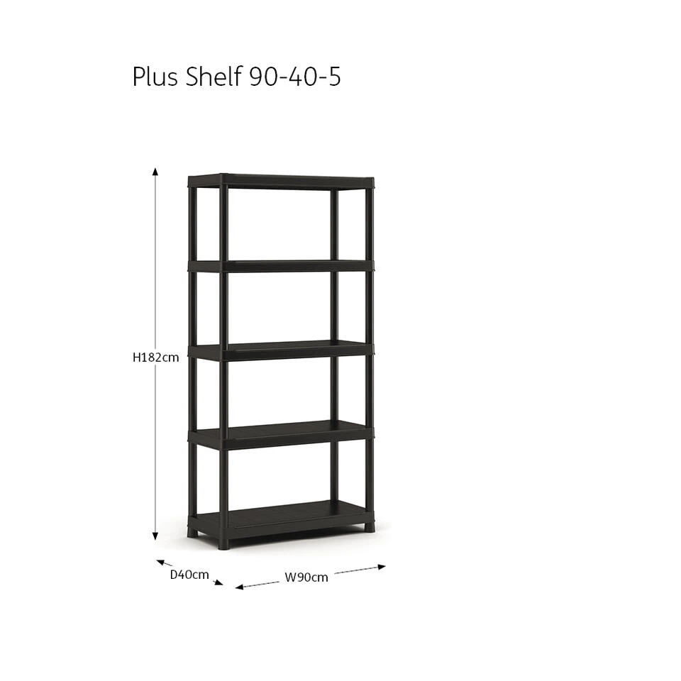 Keter Plus Shelf 90/5 - 5 Planken - 90x40x182cm - Zwart 4 Keter Plus Shelf 90/5 - 5 Planken - 90x40x182cm - Zwart - Image 2