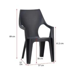 Keter - Stapelstoel Dante Hoge Rug - Donkergrijs - 89x57x57 Cm -Meubel Verkoop 50100437 9601