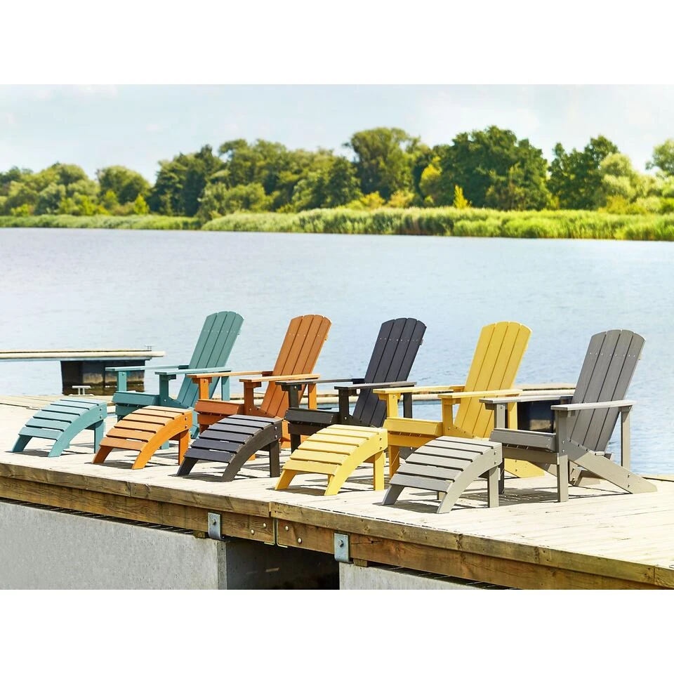 Beliani Voetenbankje ADIRONDACK - Grijs Kunsthout 4 Beliani Voetenbankje ADIRONDACK - Grijs Kunsthout - Image 2