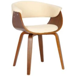 CLP Set Van 2 Bruce Eetkamerstoelen Frame Walnoot Kunstleder Crème -Meubel Verkoop b49a2ae99a6346f197679c81cefde4a0