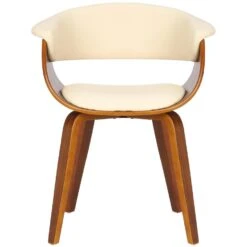 CLP Set Van 2 Bruce Eetkamerstoelen Frame Walnoot Kunstleder Crème -Meubel Verkoop c1db050d5f47407098e4317bd665dc13