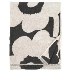 Marimekko Unikko Badhanddoek 70x150 Cm, Gebroken Wit/Houtskool